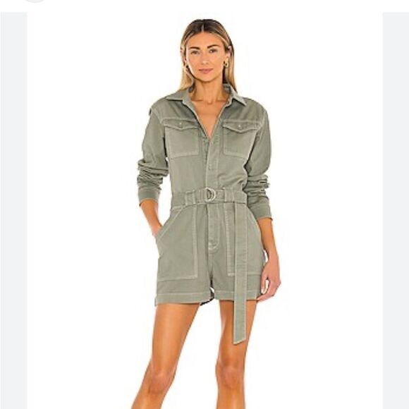 Jonathan Simkhai Standard Darcy Romper in Eucalyptus | M - Picture 1 of 10